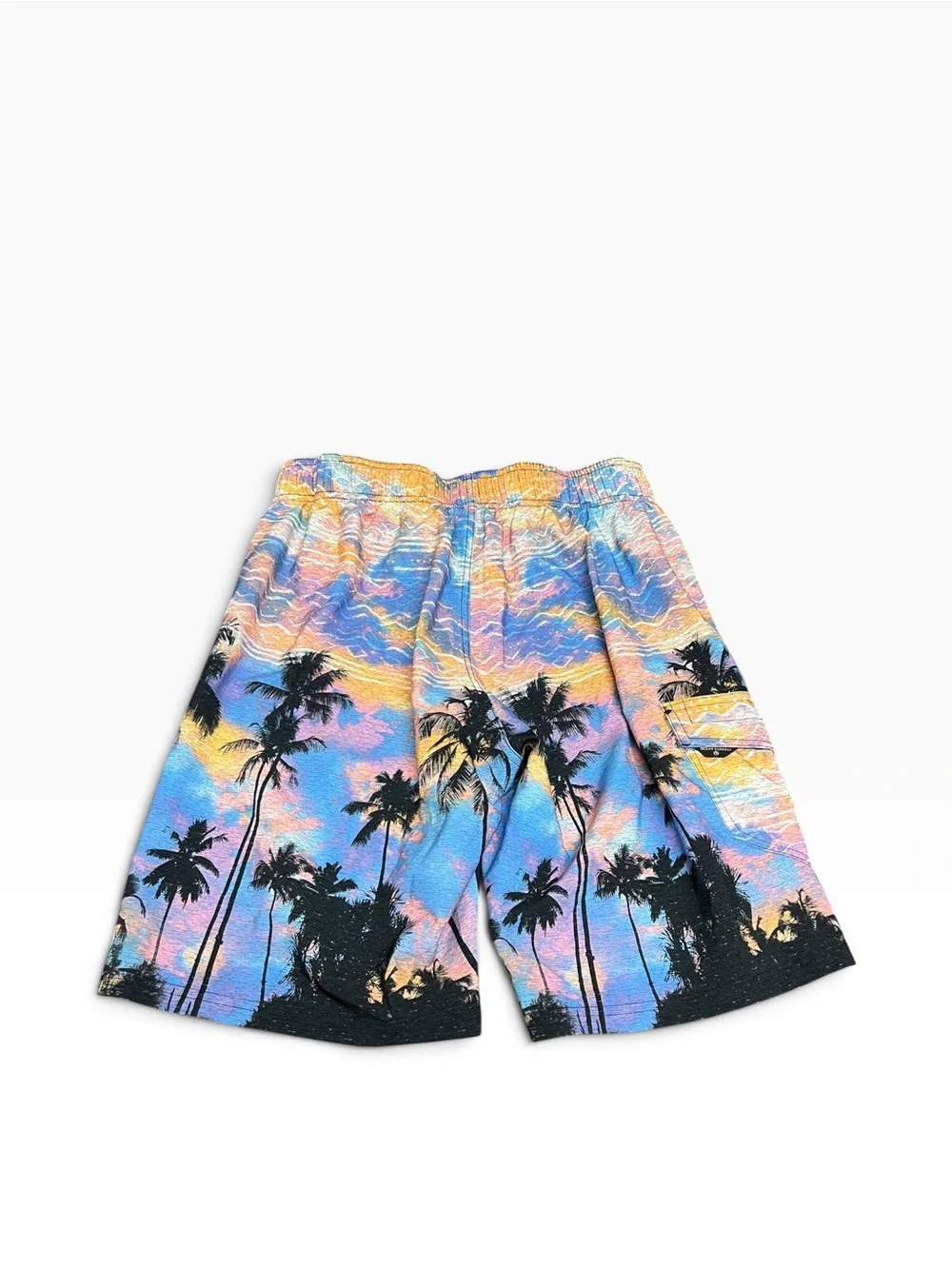 Title: Ocean Current Sunset Palms Tropical Beach Volley Shorts Multicolor Size M